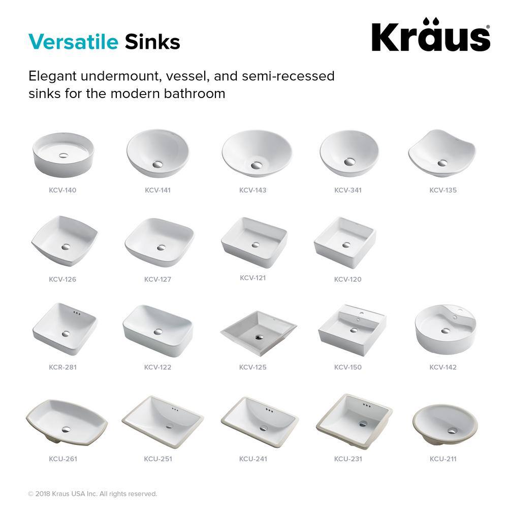 KRAUS Elavo Large Rectangular Ceramic Undermount Bathroom Sink in White with Overflow KCU-251