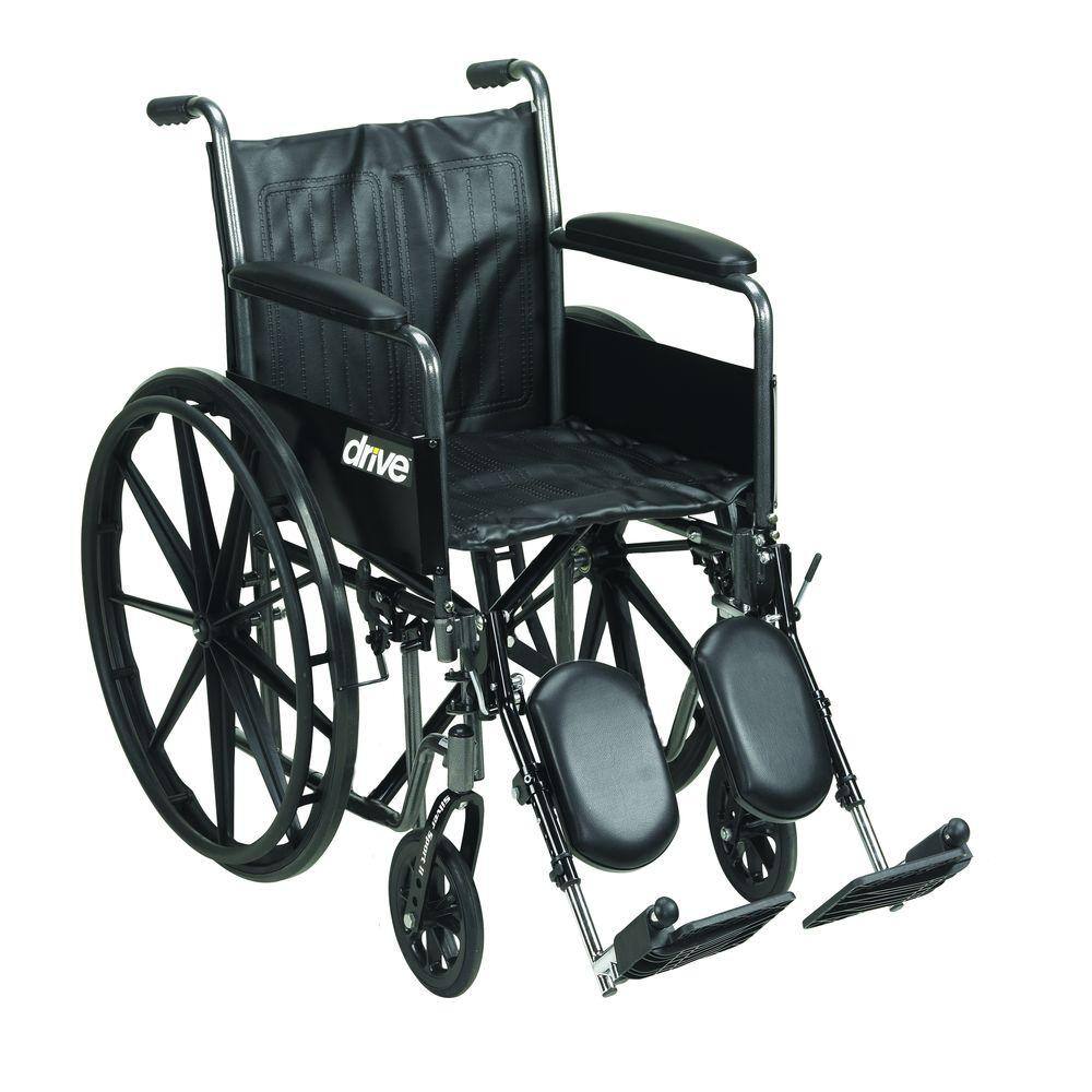 Drive Medical Silver Sport 2 Wheelchair Detachable Full Arms Elevating Leg Rests and 20 in. Seat ssp220dfa-elr