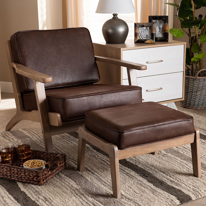 Baxton Studio Sigrid Arm Chair and Ottoman 2-piece Set