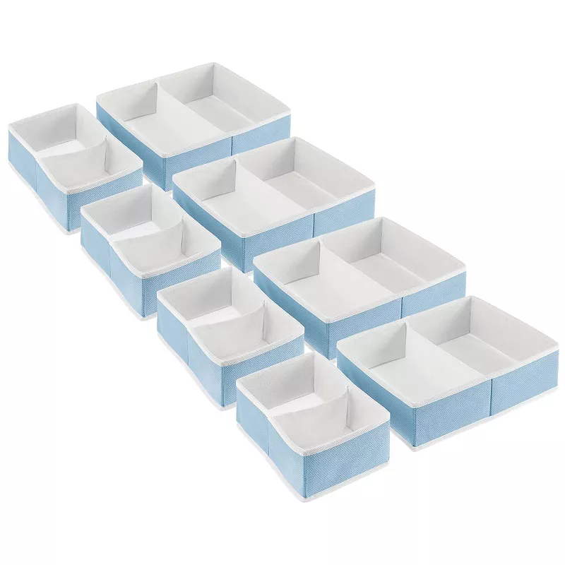 mDesign Fabric Nursery/Playroom Divided Drawer Bins - 8 Piece Set