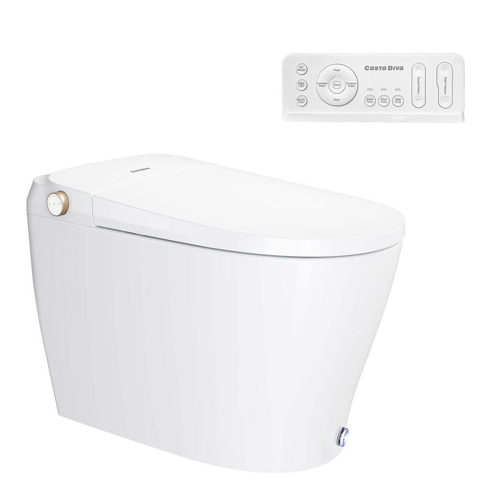 Casta Diva CD-Y070 Elongated Tankless Smart Bidet Toilet 1.28GPF in White CD-Y070