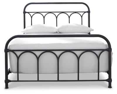 Signature Design by Ashley Nashburg Industrial Farmhouse Metal Bed, Full, Matte Black