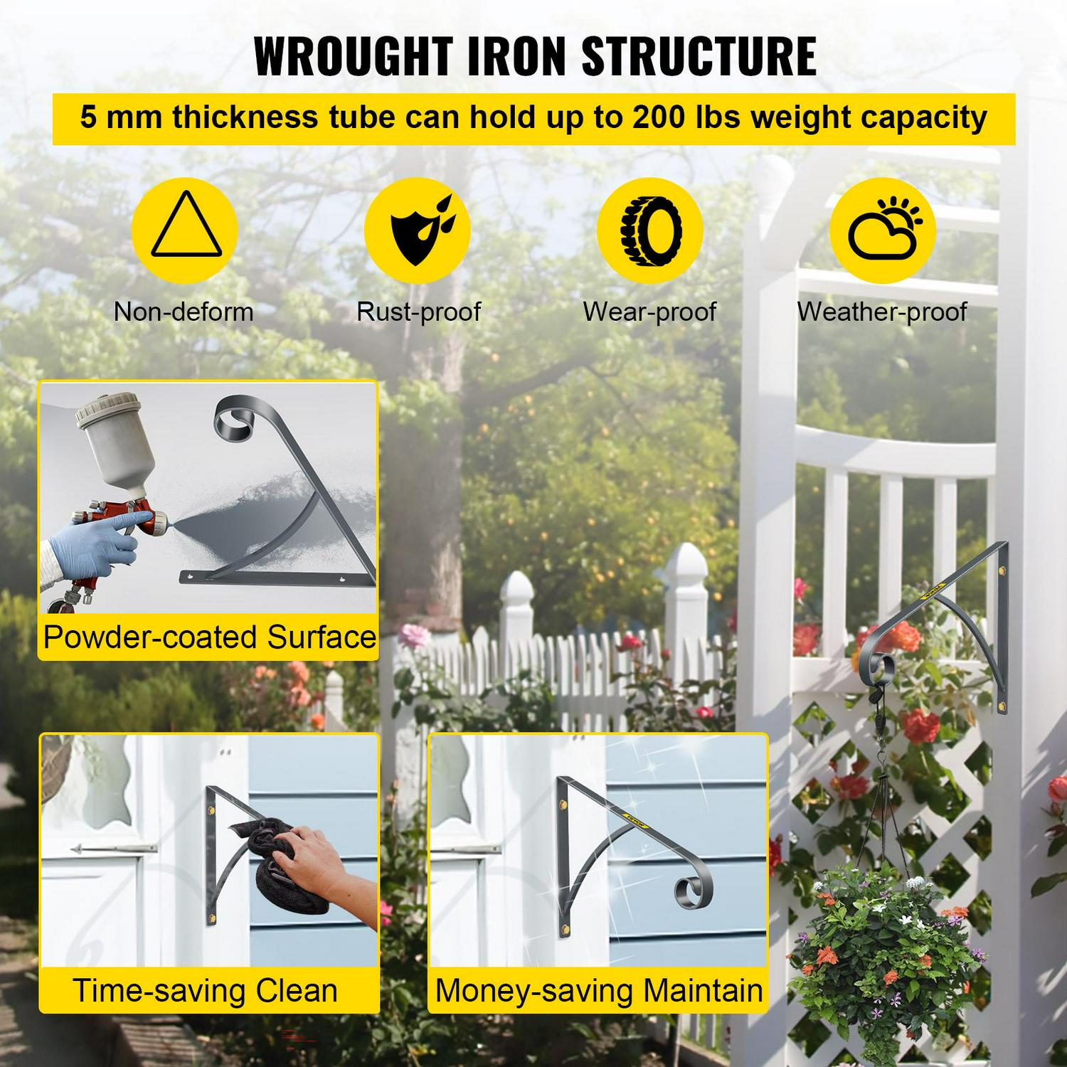 VEVOR 1 to 2 Steps Handrail Railing Wrought Iron Post Mount Step Grab Rail for Wall Mounted Gray Solid Hand Rail Stair