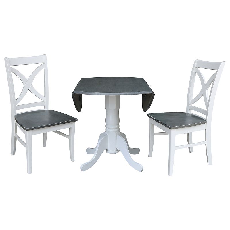 International Concepts Dual Drop Leaf Dining Table and X-Back Chair 3-piece Set