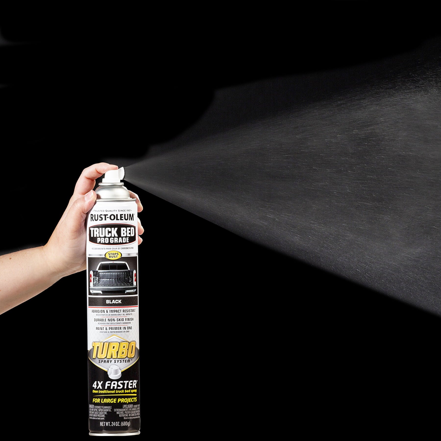 Black， Rust-Oleum Stops Rust Turbo Automotive Flat Textured Truck Bed Spray Paint， 24 oz