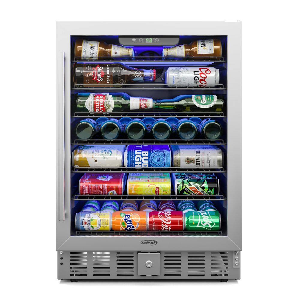 Koolmore 5 cu. ft. Mini-Fridge with Glass-Door fits 65 12 oz. Bottle or Can Cooler in Stainless Steel 5C-MF-GD