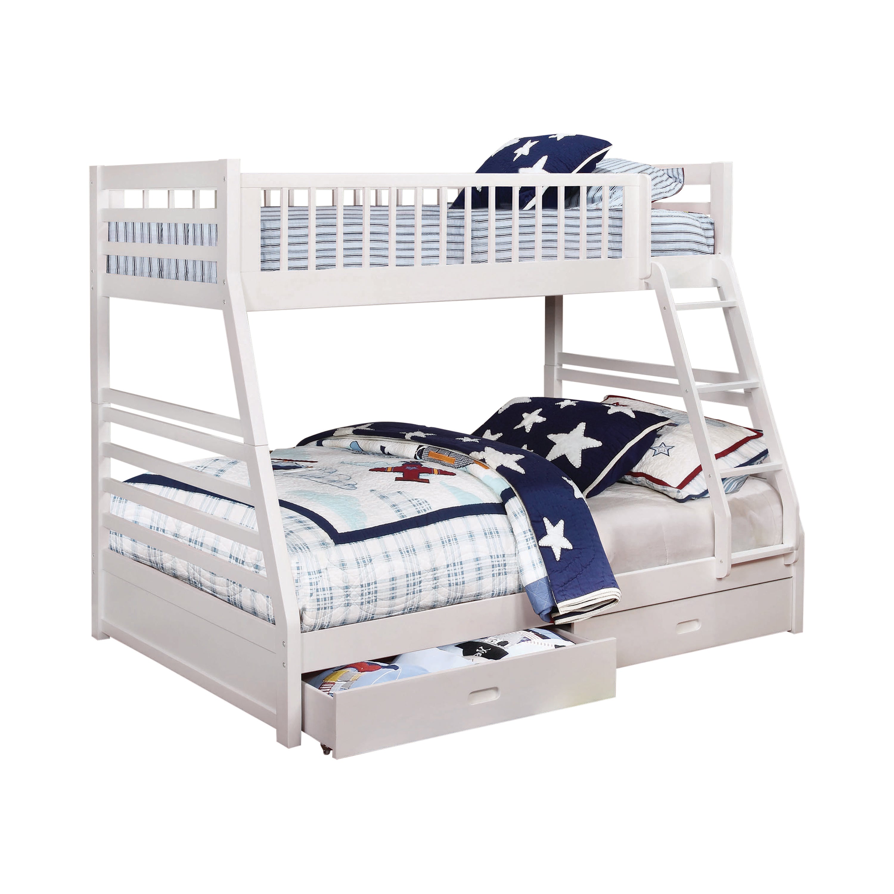 Ashton 2-Drawer Wood Twin Over Full Bunk Bed Whit-460180