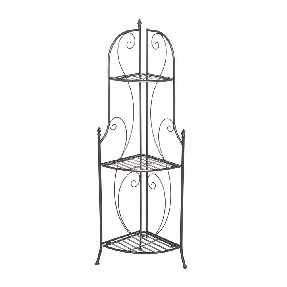 Black Iron Contemporary Bakers Rack   17 x 11 x 46