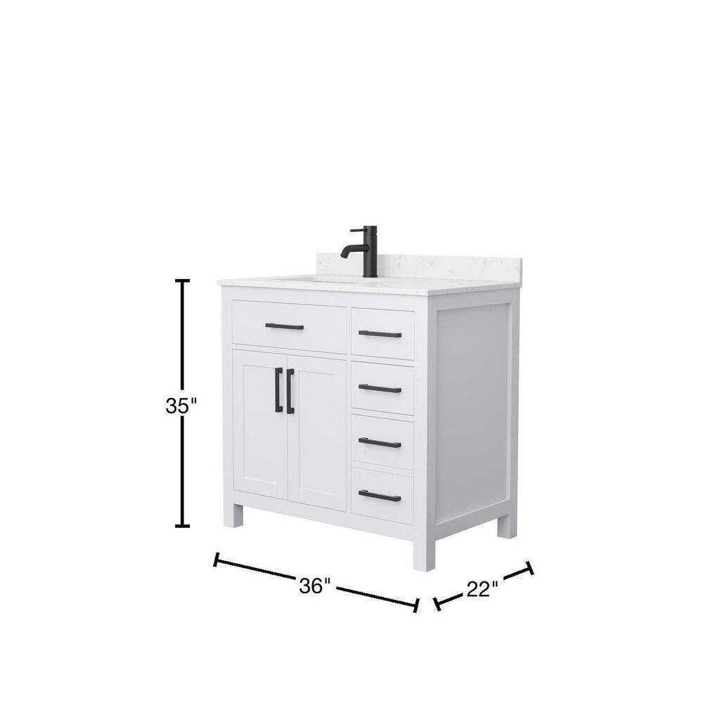 Wyndham Collection Beckett 36 in. W x 22 in. D x 35 in. H Single Sink Bathroom Vanity in White with Carrara Cultured Marble Top WCG242436SWBCCUNSMXX