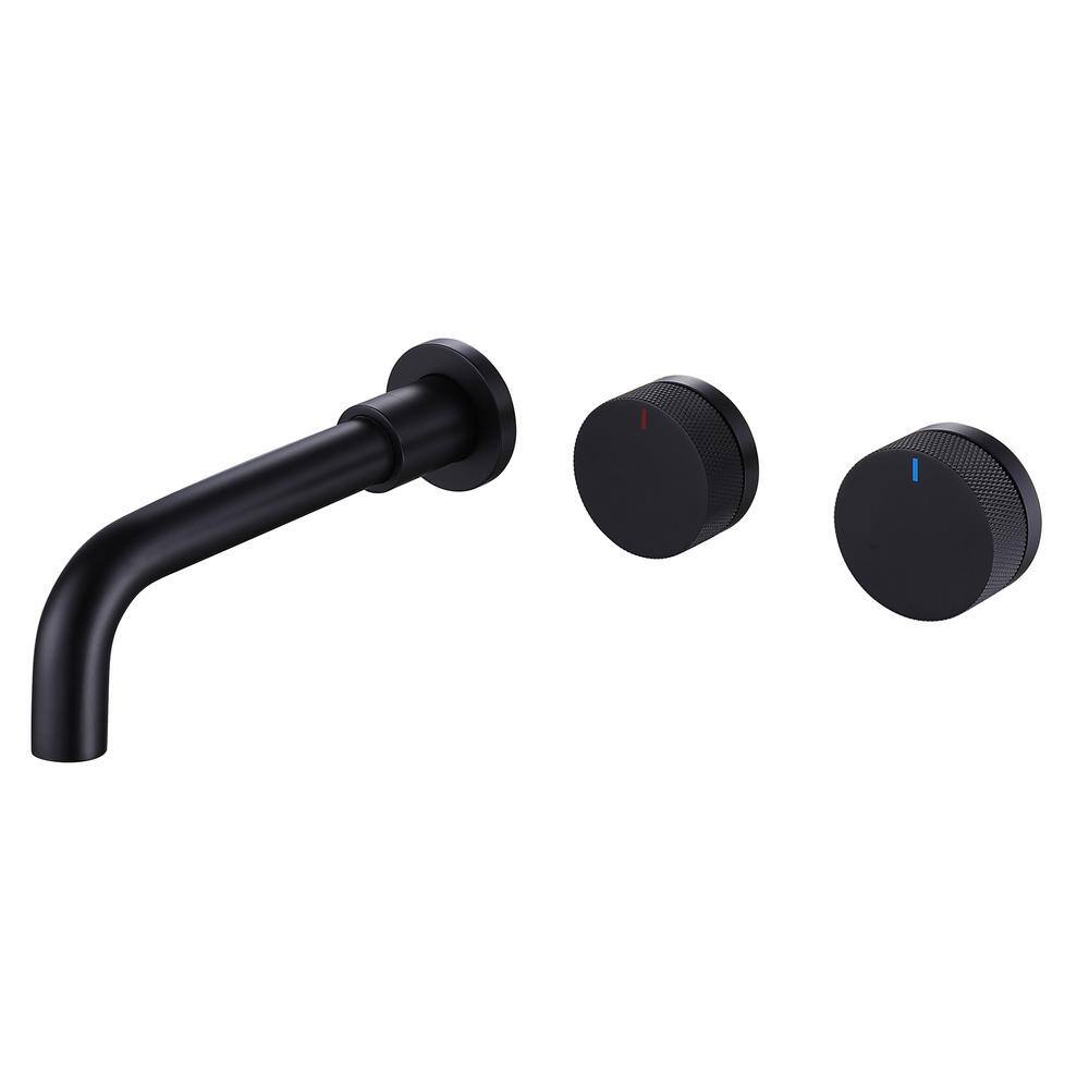 Tomfaucet 2-Handle Wall Mounted Bathroom Faucet in Matte Black TFAMS21524H