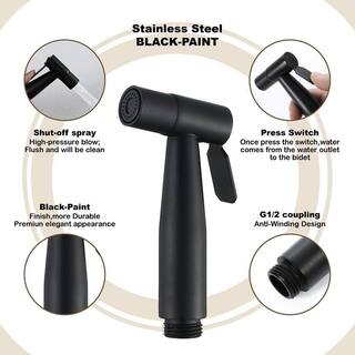 PROOX Non-Electric Stainless Steel Handheld Bidet Sprayer Bidet Attachment in Matte Black PR035BS41MB