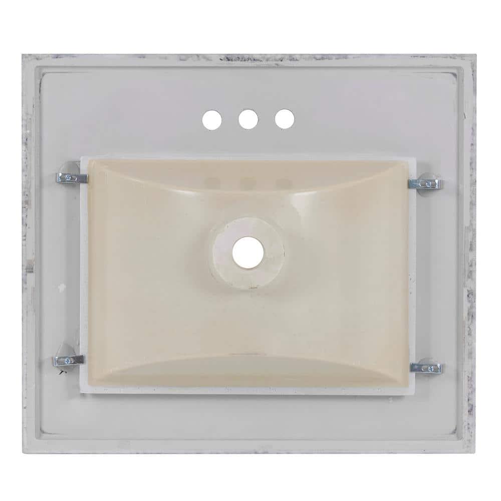 Home Decorators Collection 25 in W x 22 in D Stone Effects Cultured Marble Vanity Top in Everest with Undermount White Sink