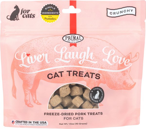 Primal Liver， Laugh， Love For Cats! Simply Pork Flavored Crunchy Cat Treats