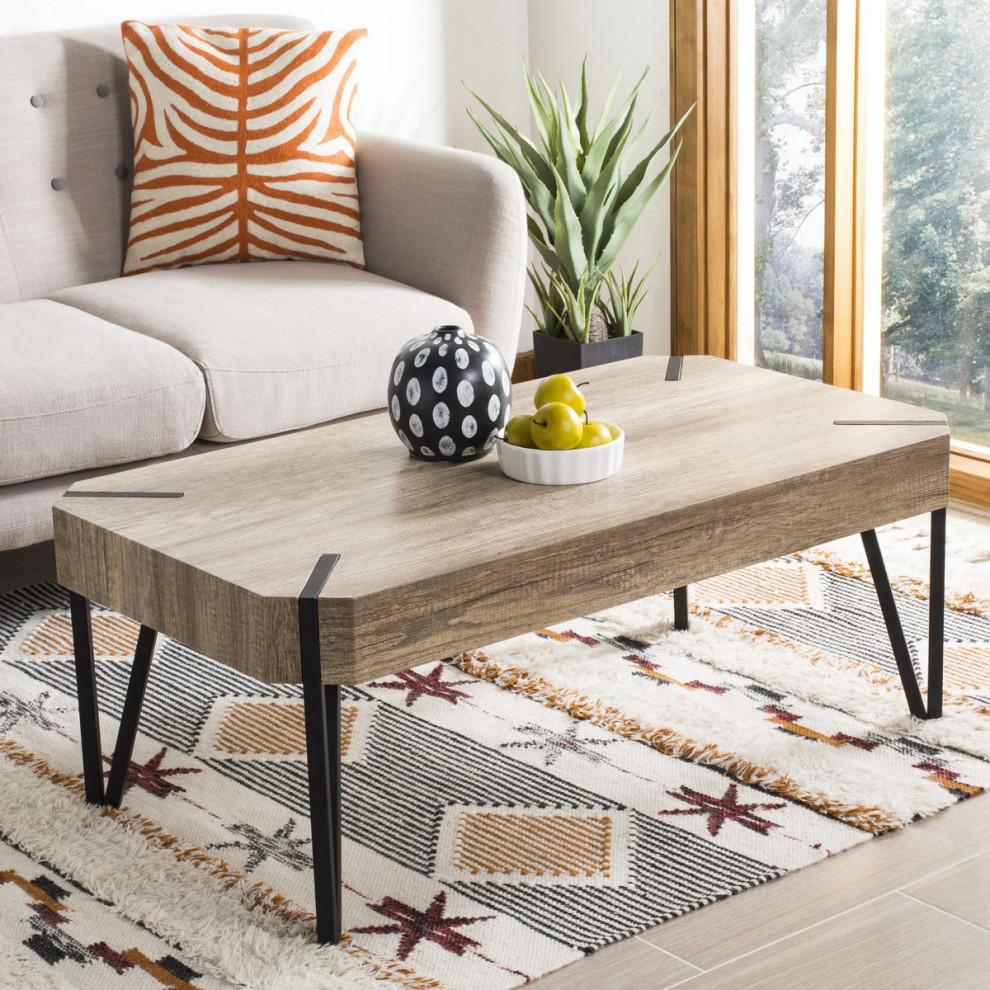 Nesa Rustic Midcentury Wood Top Coffee Table Multi Brown   Modern   Coffee Tables   by Virgil Stanis Design  Houzz