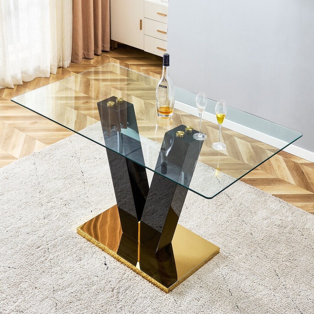 Rectangular Glass Dining Table with 0.4\