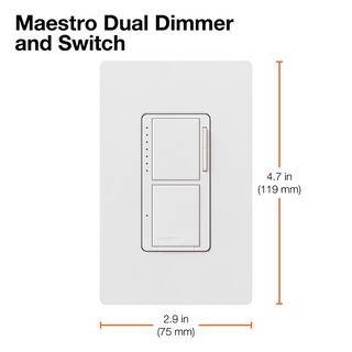 Lutron Maestro Dual Dimmer and Switch For Incandescent Bulbs Only 300-WattSingle-Pole Midnight (MA-L3S25-MN) MA-L3S25-MN