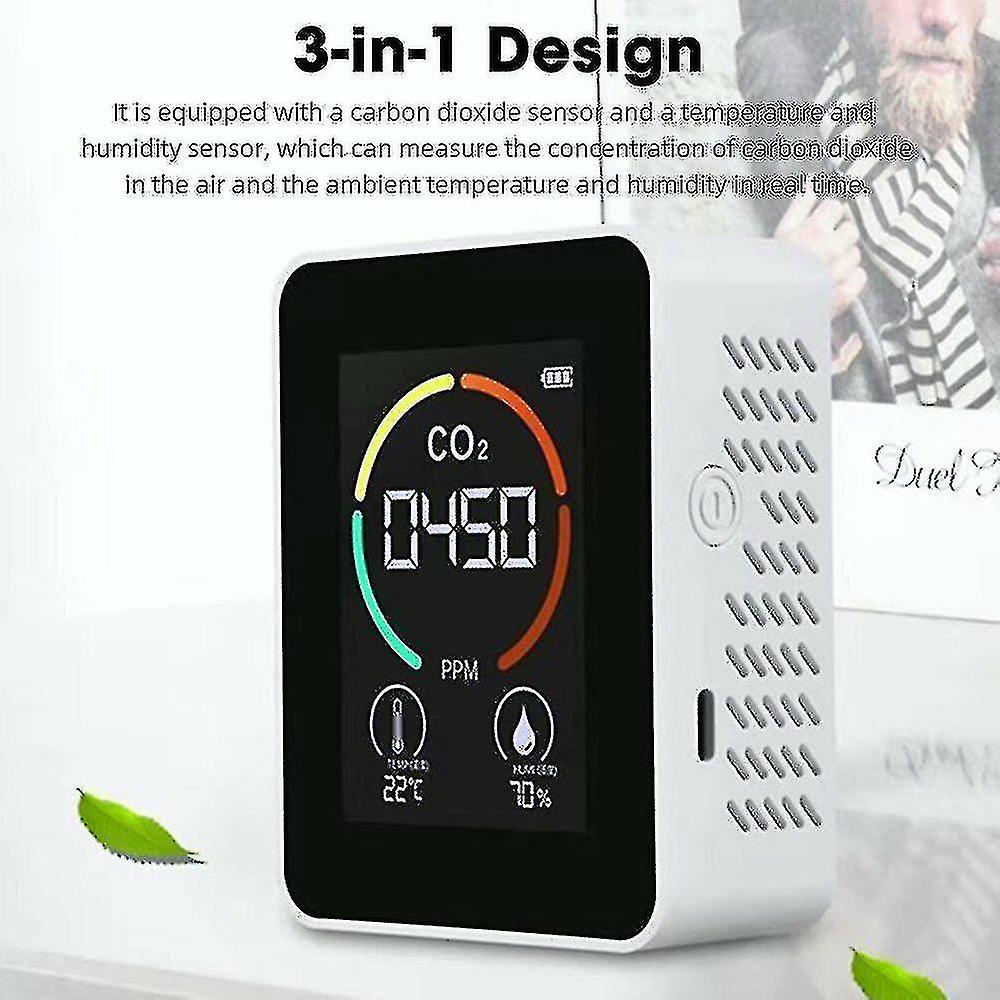 Huasi-portable 3 In 1 Co2 Detector Temperature Test Meters Humidity Air Quality Monitor