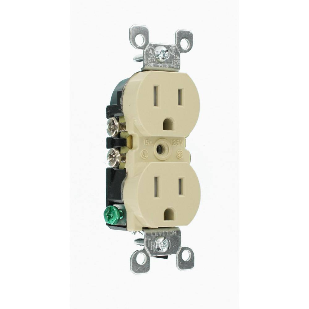 Leviton 15 Amp Tamper Resistant Duplex Outlet Ivory T5320-I