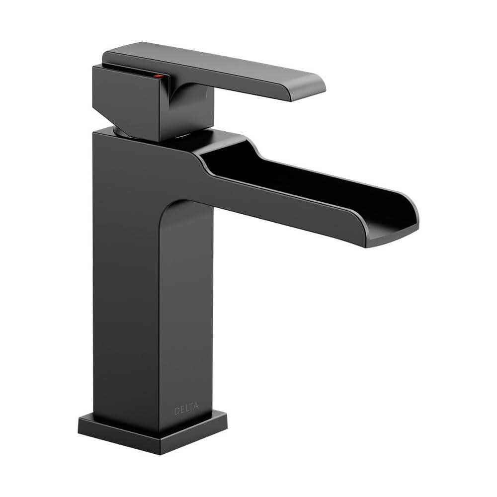 Delta Ara Single Hole SingleHandle Bathroom Faucet Channel Spout in Matte Black