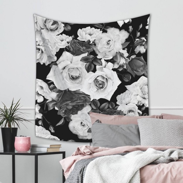 Black And White Floral Tapestry Roommates