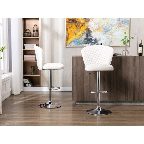 Set of 2 Bar Stools with Back and Footrest Counter Height Dining Chairs