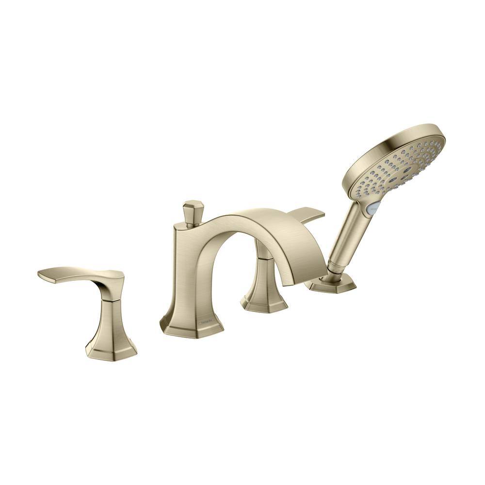 Hansgrohe Locarno 2-Handle Deck Mount Roman Tub Faucet with Hand Shower in Brushed Nickel 04817820