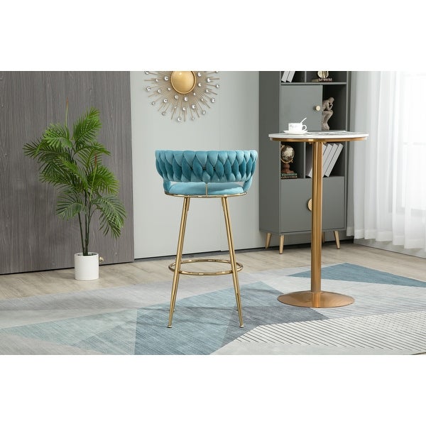 Low Back Bar Stool Light Luxury Bar Chair with Circular Footrest