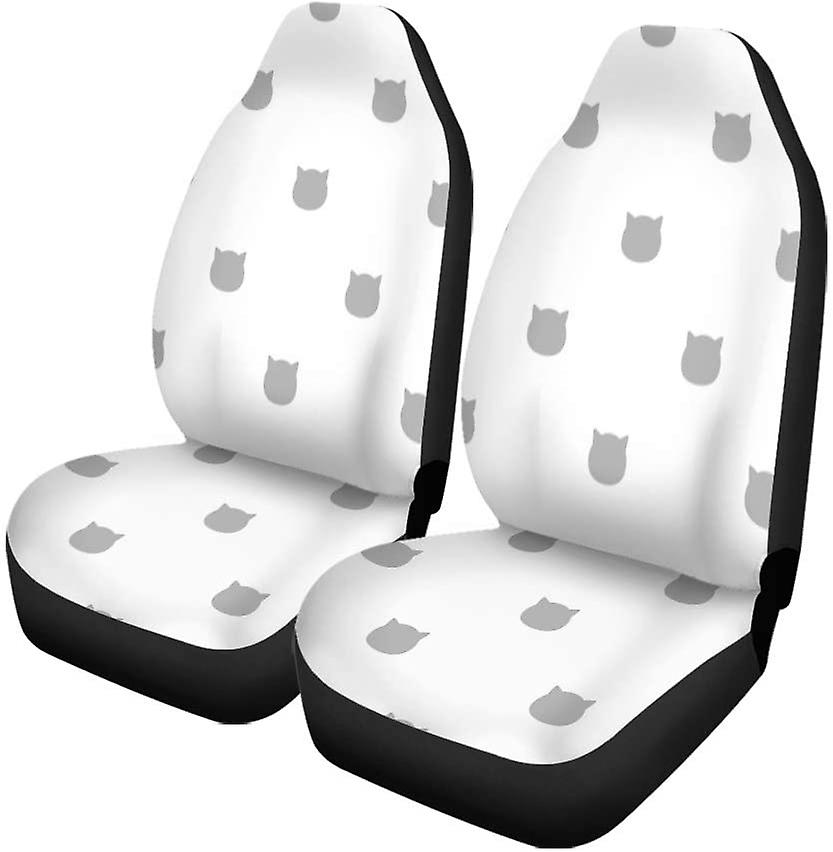 Set Of 2 Car Seat Covers The Cats Flat In White Gray Polka Universal Auto Front Seats Protector Fits For Car，suv Sedan，truck