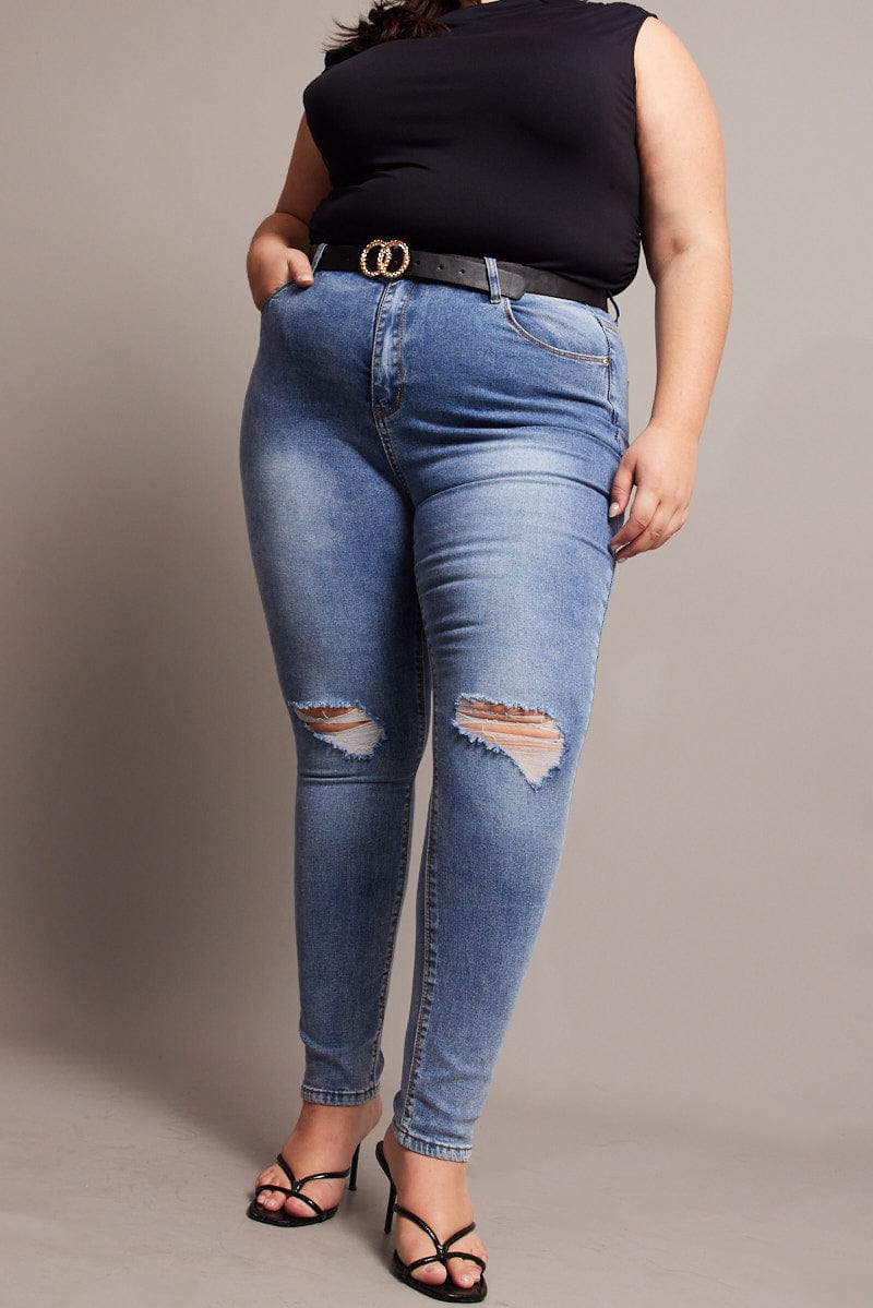 Denim Skinny Jeans High Rise