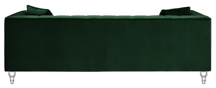 Adalyn Sofa Hunter Green Velvet  Biscuit Tufted Lucite Leg   Traditional   Sofas   by Homesquare  Houzz