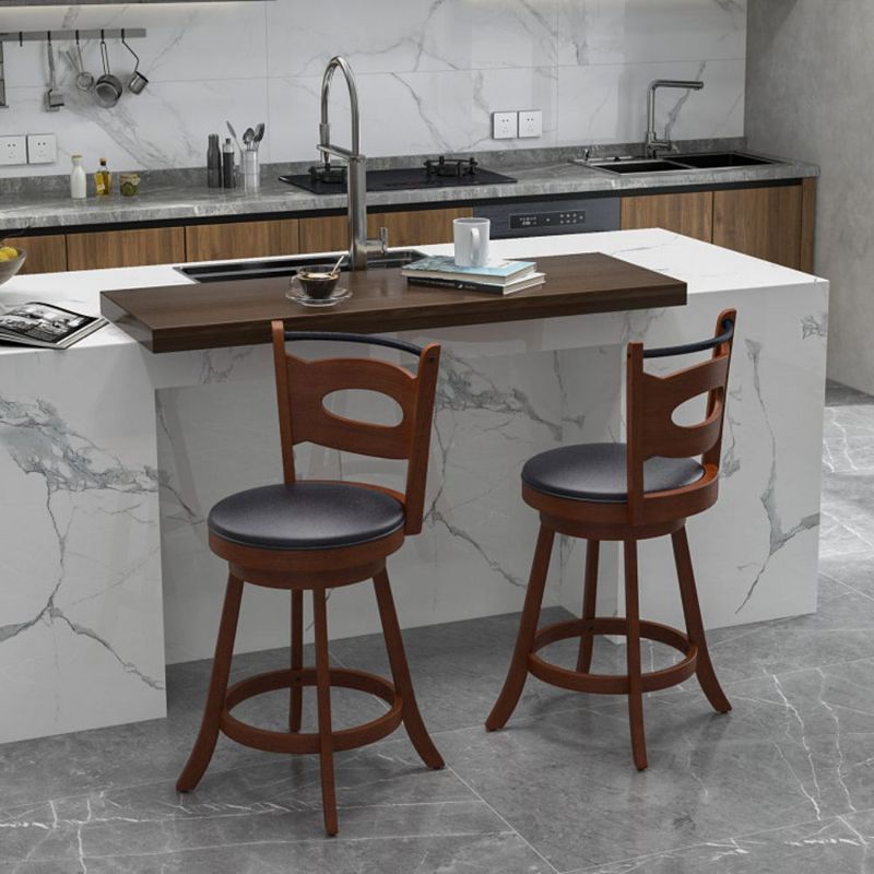 Hivago 2 Pieces 24/29 inch Swivel Bar Stools with Curved Backrest and Seat Cushions