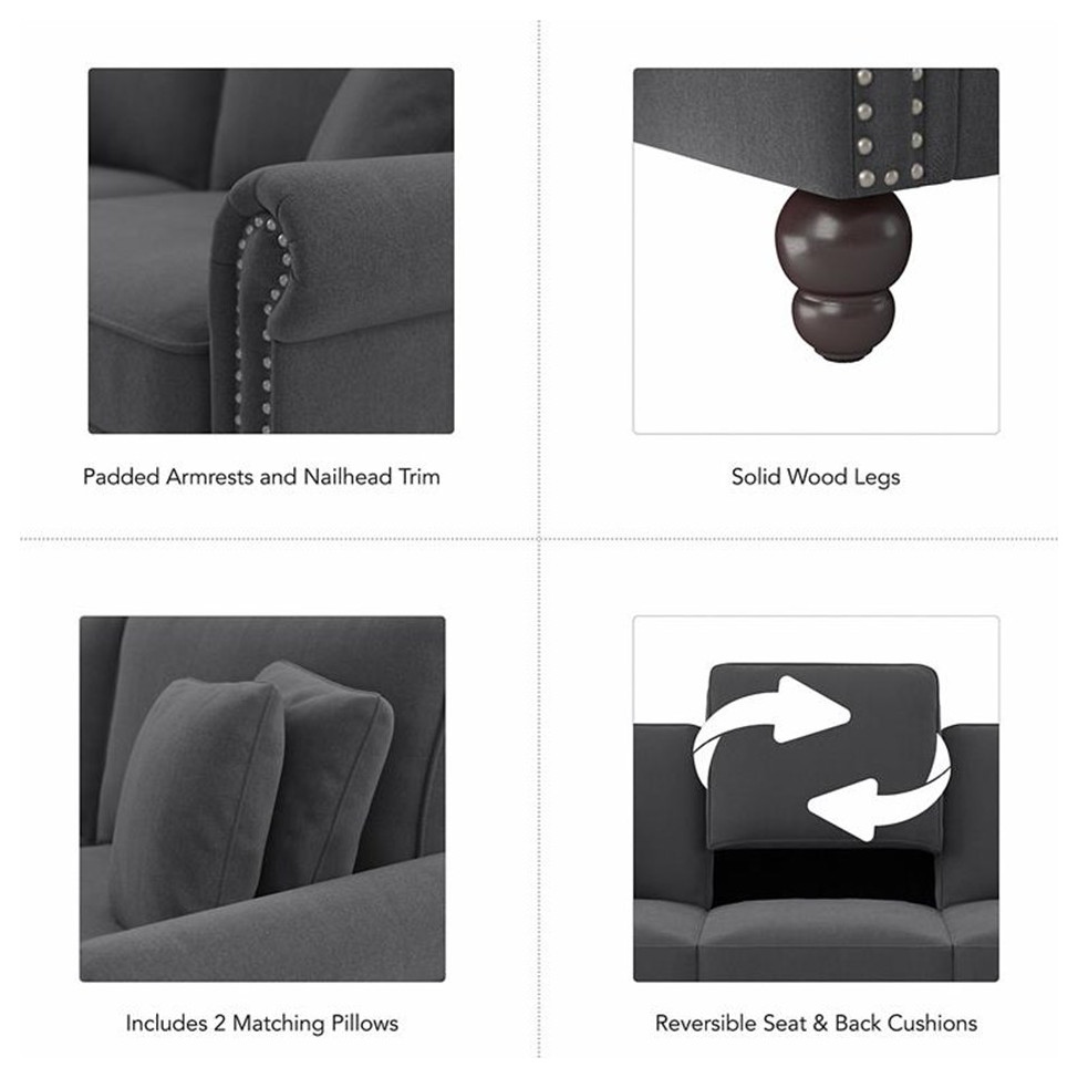 Coventry 85W Sofa in Dark Gray Microsuede   Sofas   by Homesquare  Houzz