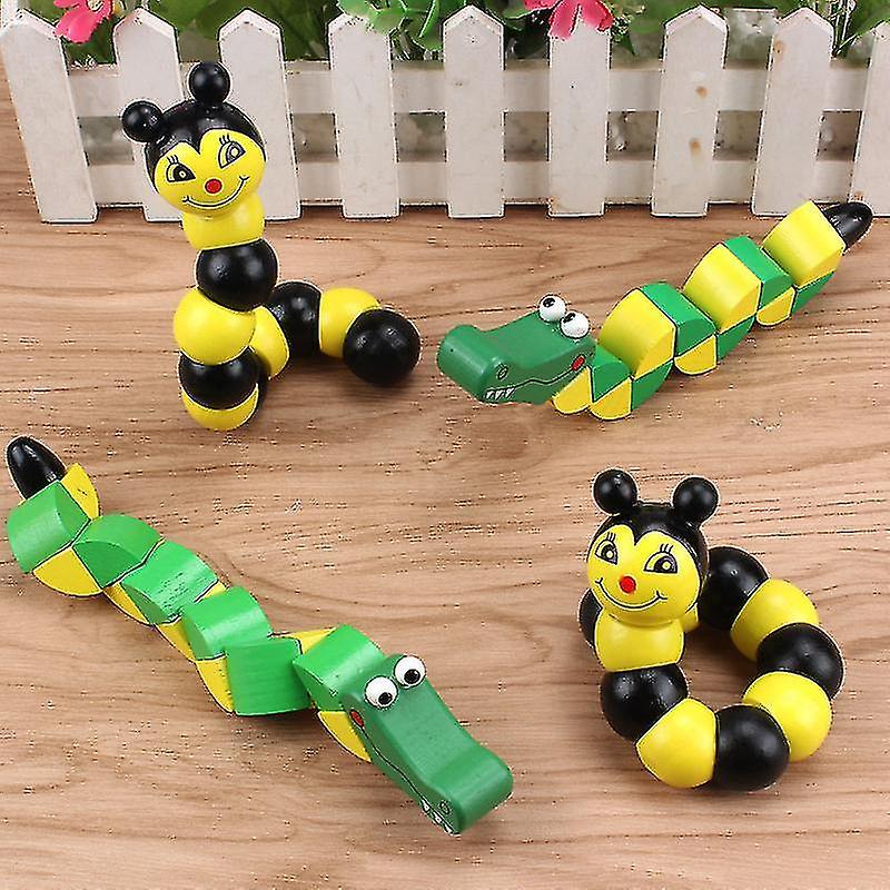 Wood Twisted Crocodile Twisting Building Blocks Children's Puzzle Cube Toy Starlight