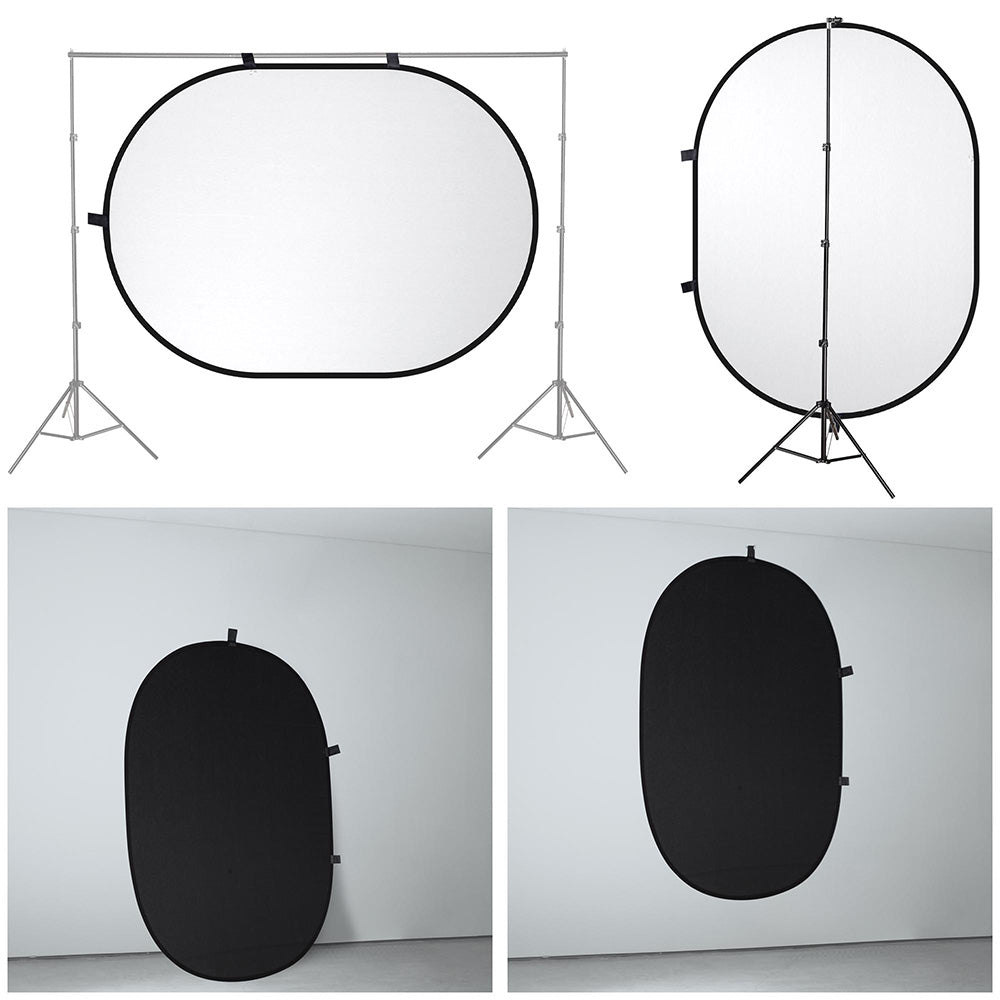 Yescom White-Black Chromakey Collapsible Background with Stand, 5'x7'