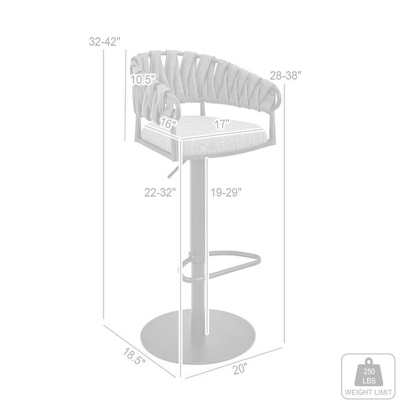 Silabe Adjustable Bar Stool in Black Metal with Grey Fabric and Faux Leather