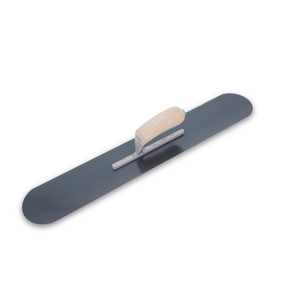 MARSHALLTOWN 18 in. x 4 in. Fully Rounded Exposed Rivet Blue Steel Trowel - Wood Handle SP81BR8