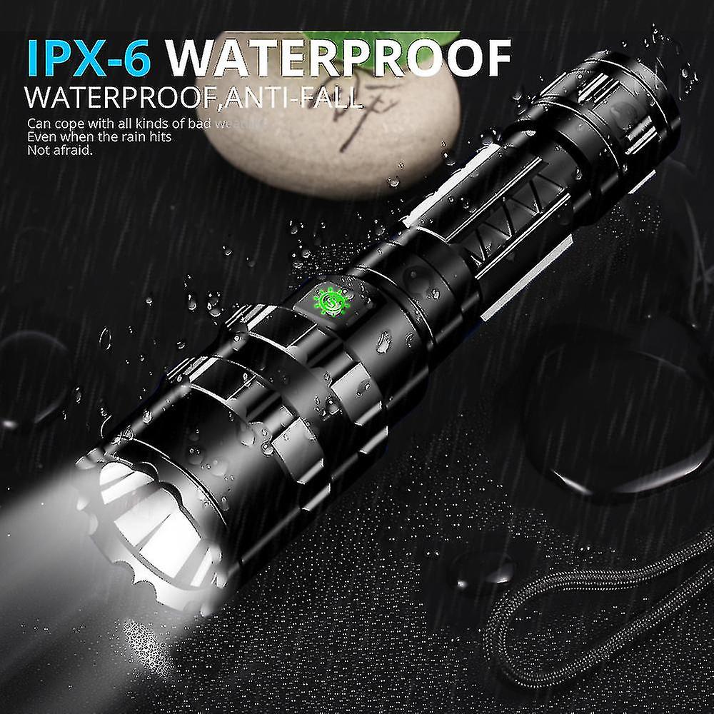 Usb Rechargeable Led Flashlight Torch， Ultra Powerful Military， Ipx65 Waterproof Flashlight Torch With Charge Indicator