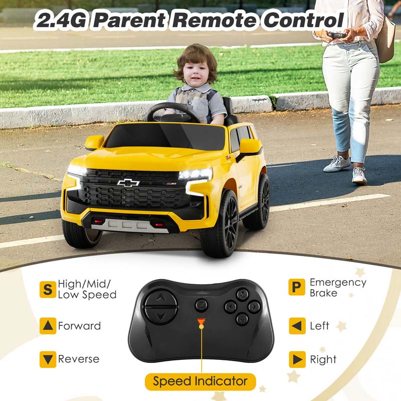 Licensed Chevrolet Tahoe Kids Ride On Car 12V Battery Powered Electric Truck SUV RC Vehicle with Light & Music