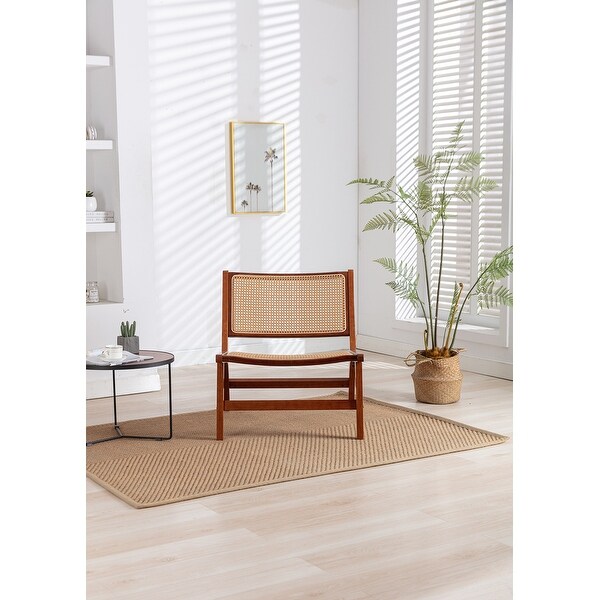 Solid Wood Frame Chair With White Wool Carpet