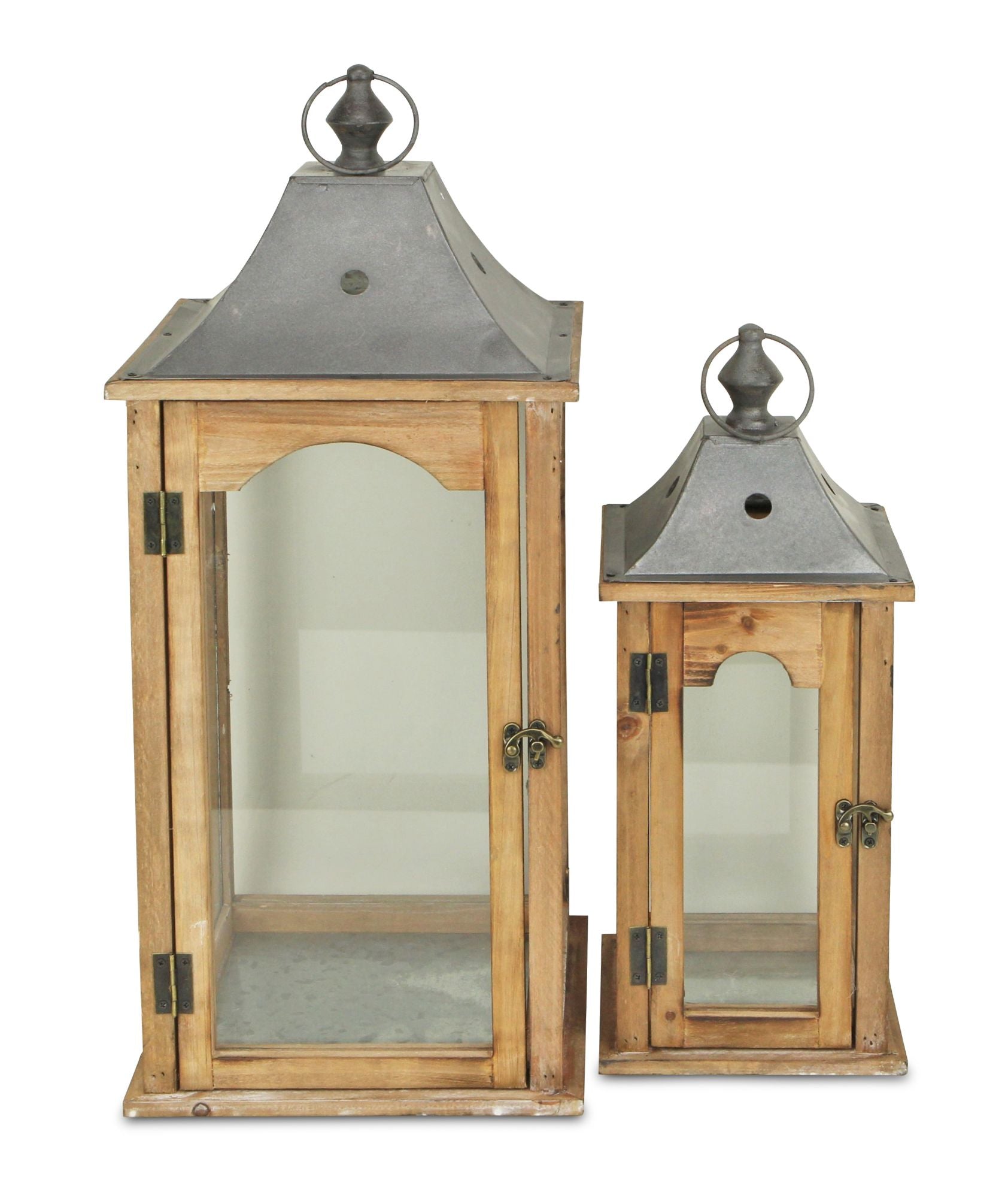 Cheungs FP-4476-2 Clear Rustic Handmade Lantern - Set of 2