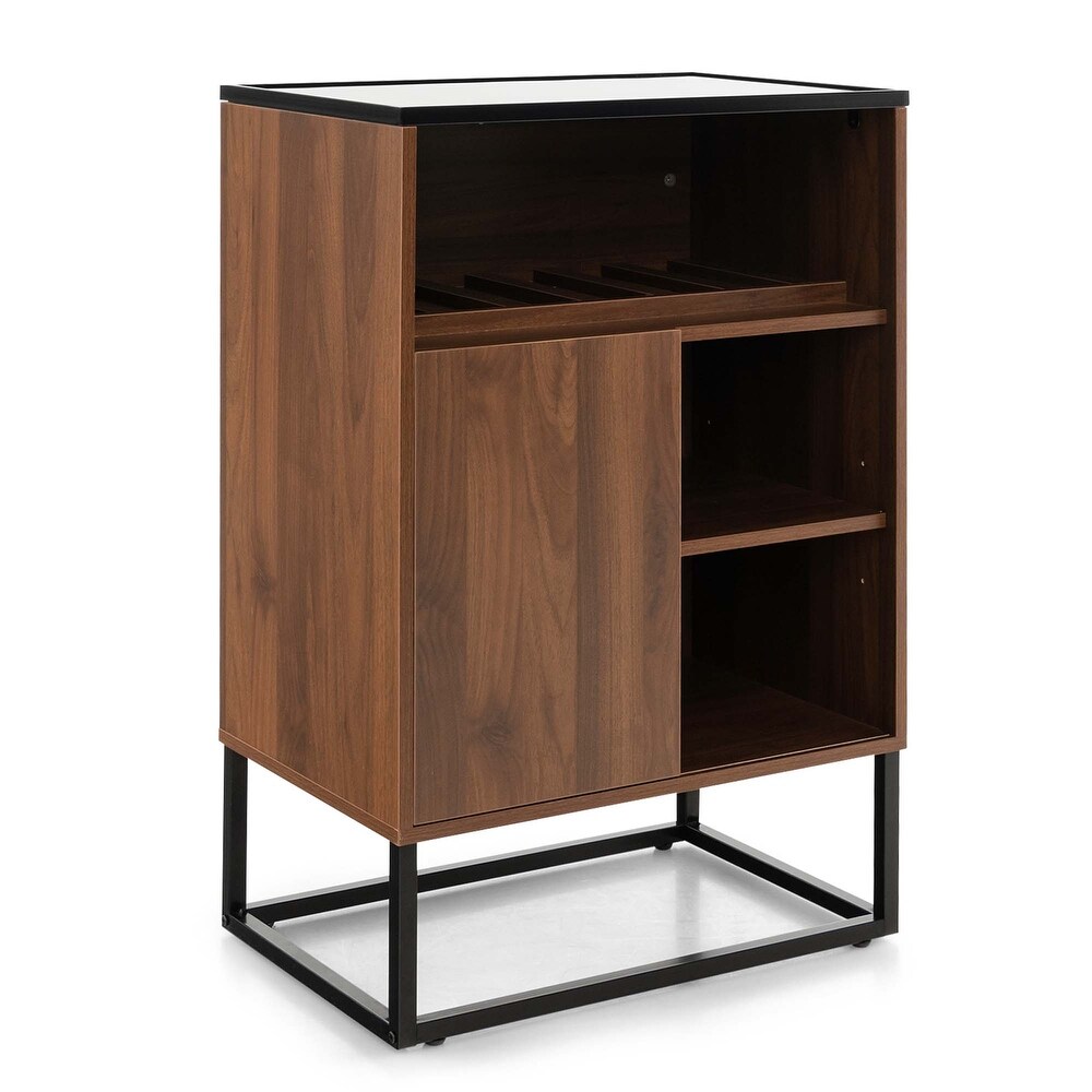 Wine Storage Cabinet Buffet Sideboard w Adjustable Shelf  Sliding Door