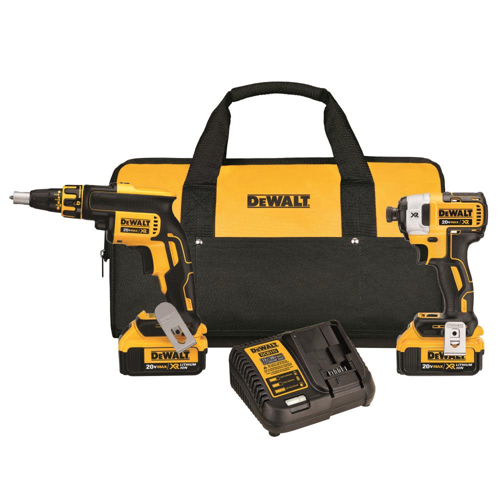 DEWALT 20 V MAX* XR Drywall Screwgun and Impact Driver Kit (4.0Ah) DCK267M2 from DEWALT