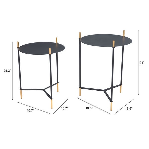 Blue Brook of 2 Jerry Side Tables Black and Gold