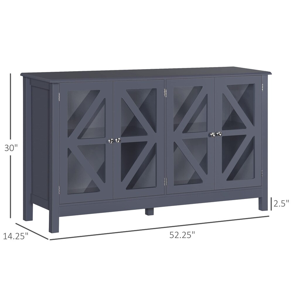 Sideboard  Buffet Cabinet with Tempered Glass Doors and Adjustable Storage Shelf  Credenza