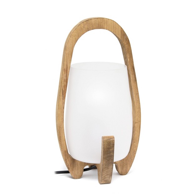 Organic Contemporary Natural Wood Accented Table Desk Lamp With Translucent Glass Shade Lalia Home