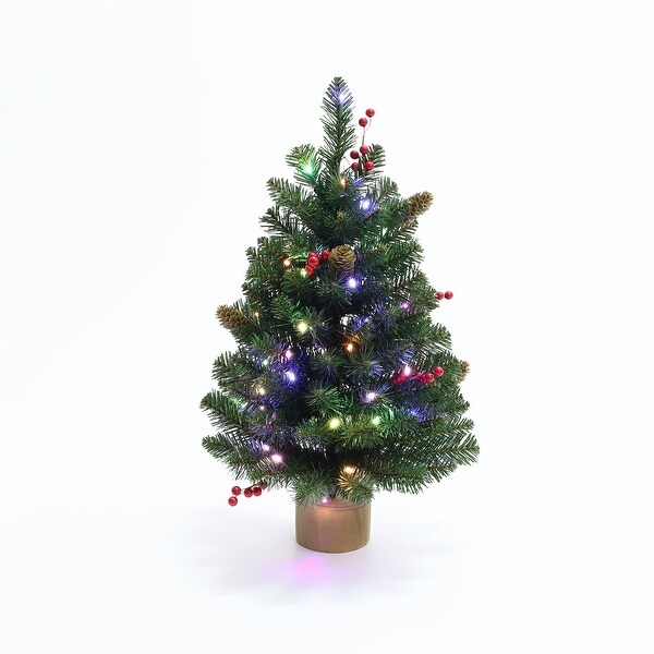 2Ft Artificial Pine Tree Potted with MultiColor Lights