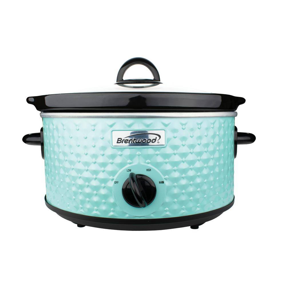 Brentwood Appliances Diamond 3.5 Qt. Blue Slow Cooker with Tempered Glass Lid 985114777M