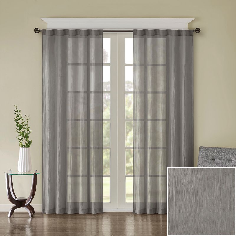 Madison Park 2-pack Kaylee Solid Crushed Sheer Window Curtains