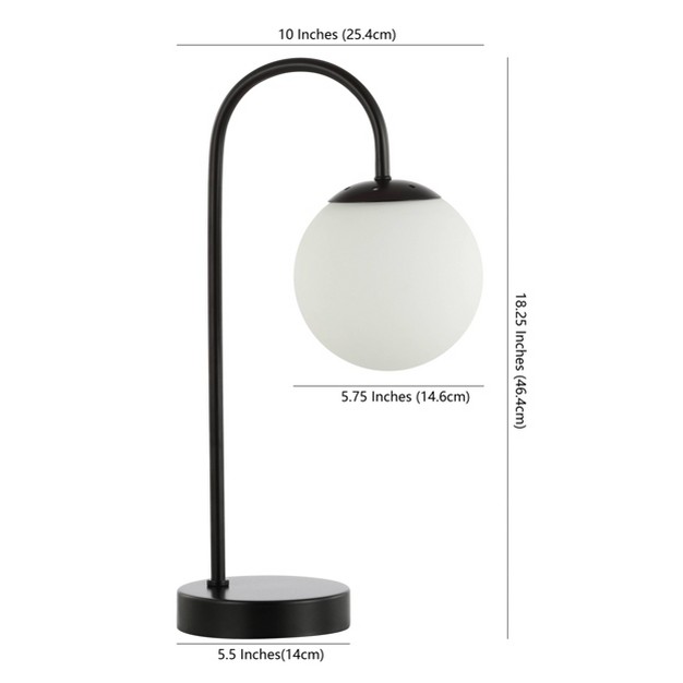 Iron And Glass Arco Minimalist Mid Century Globe Table Lamp includes Led Light Bulb Black Jonathan Y