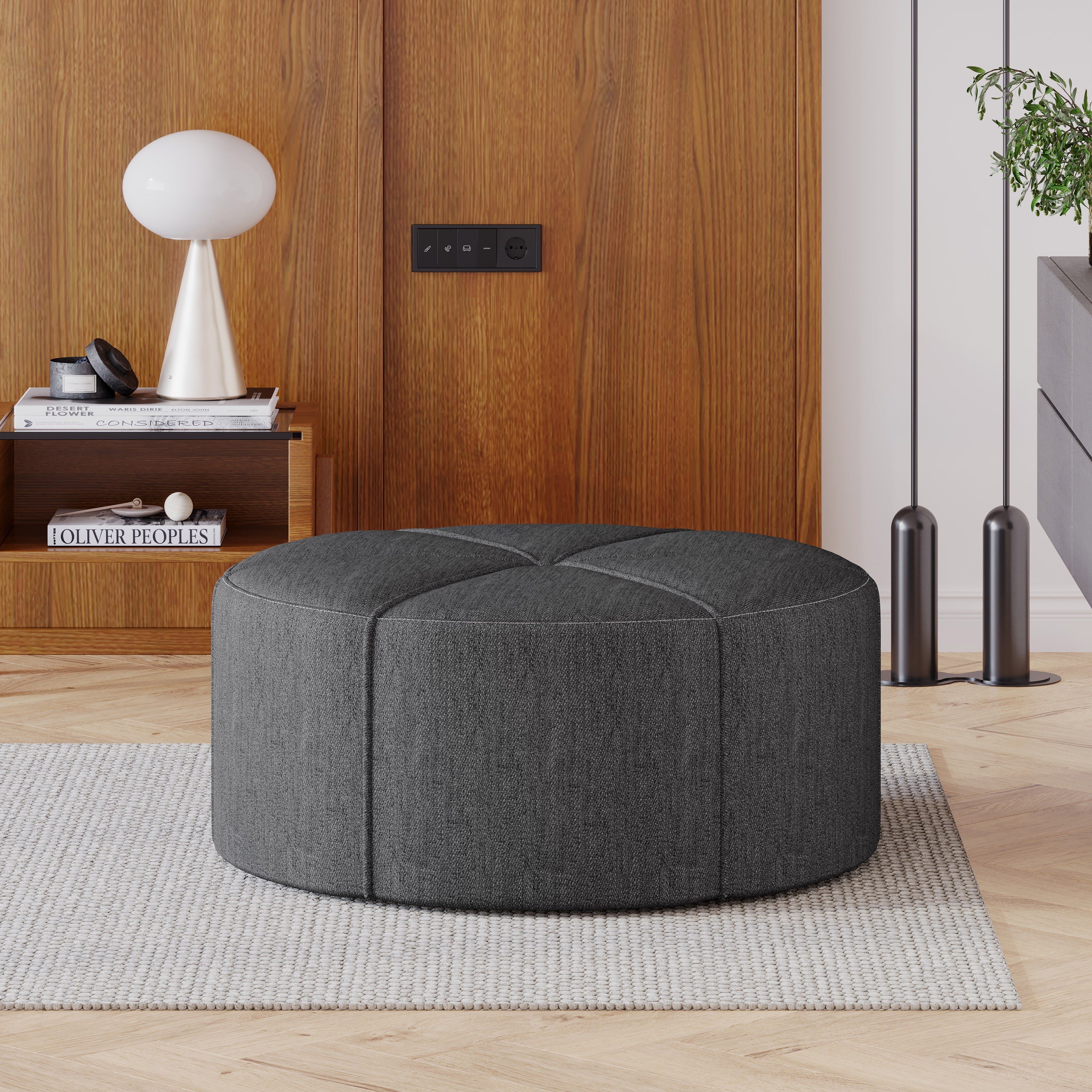 Gowen Fabric Upholstered Round Ottoman